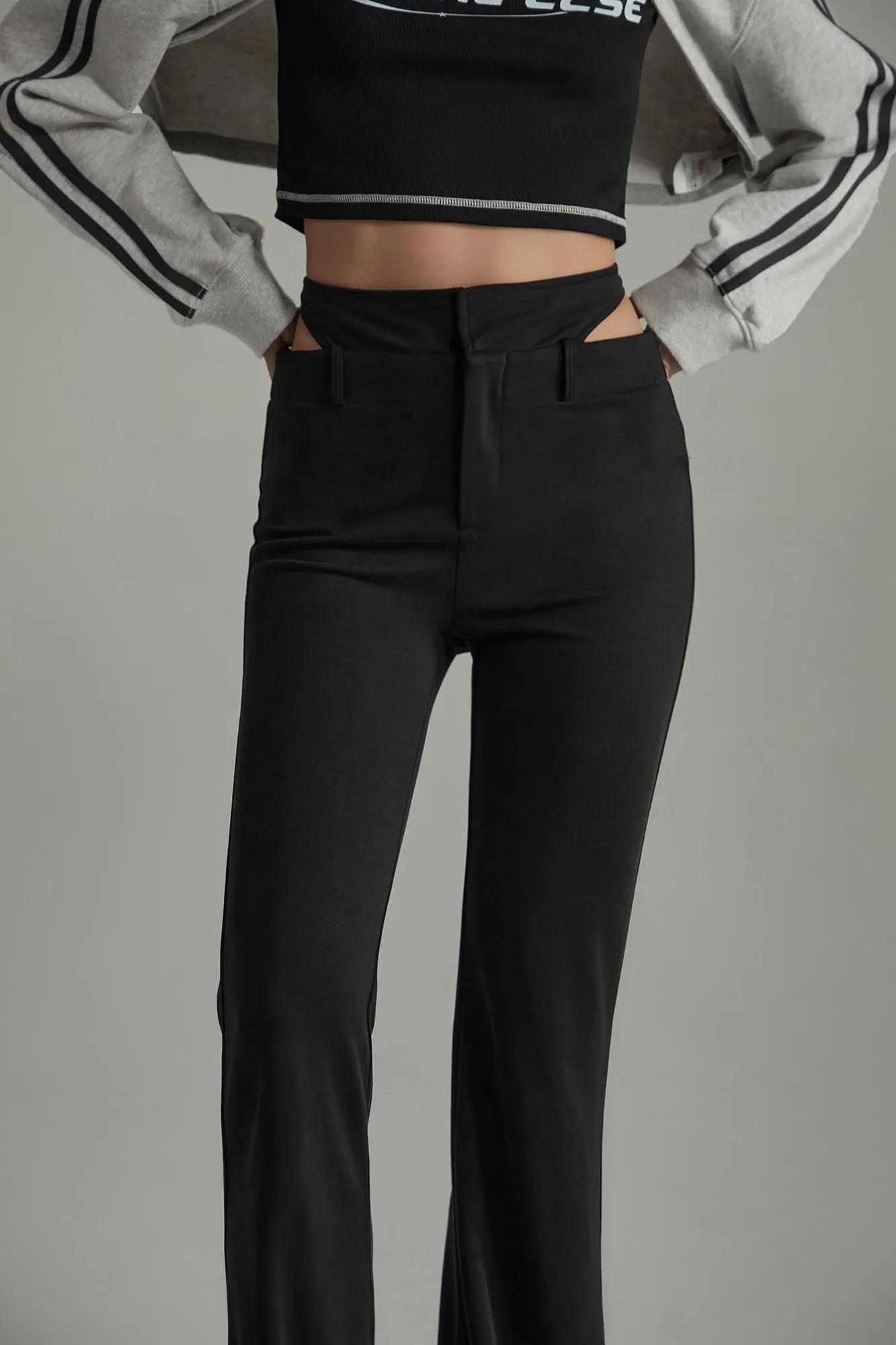 High Waisted Casual Slim Fit Side Cutouts Pants