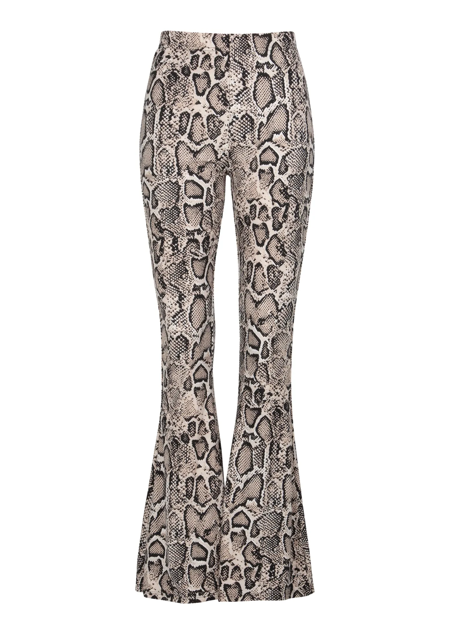 High Waisted Snakeskin Bell Bottom Wide Leg Pants