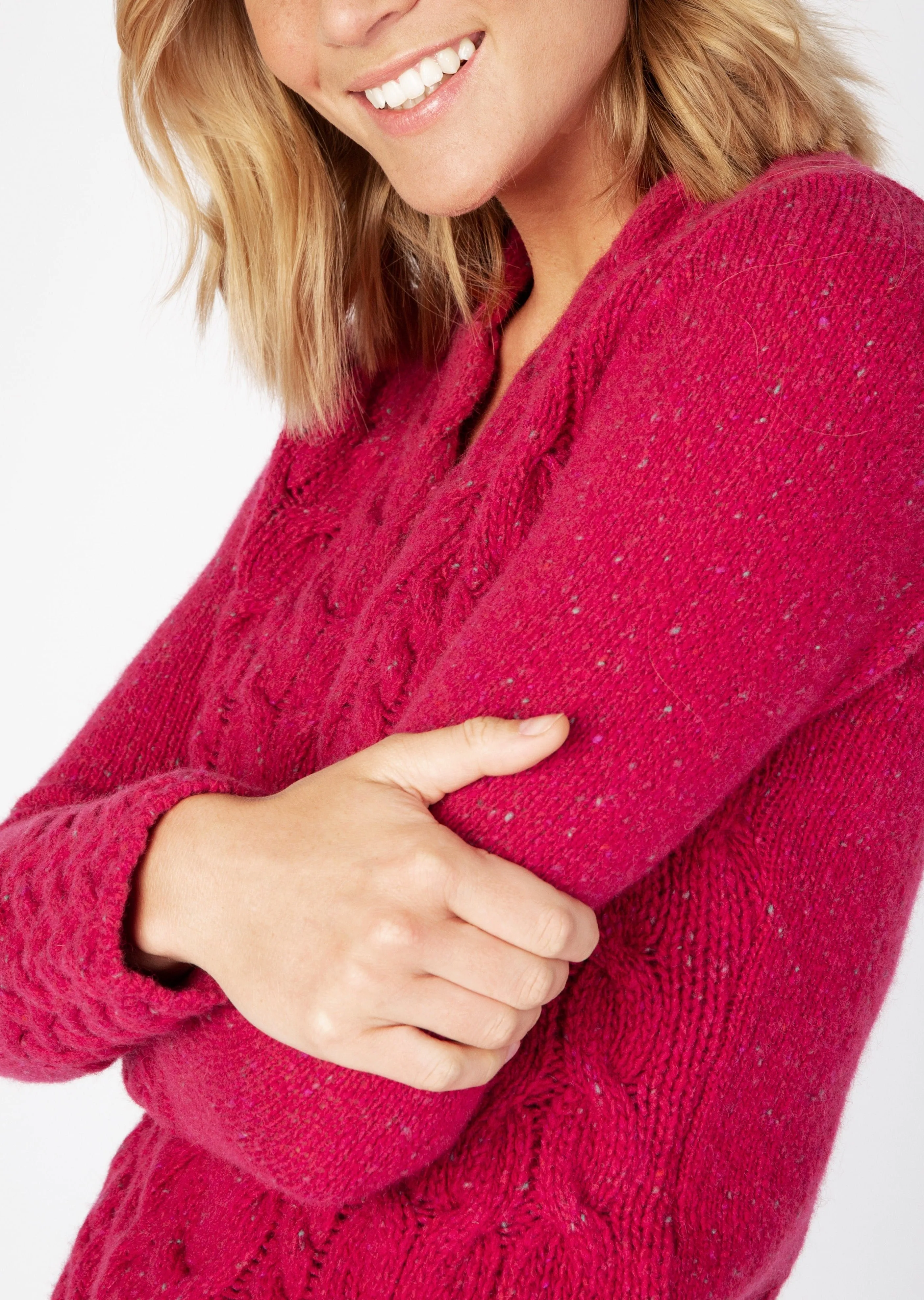 IrelandsEye Women's V Neck Aran Sweater | Bramble Berry