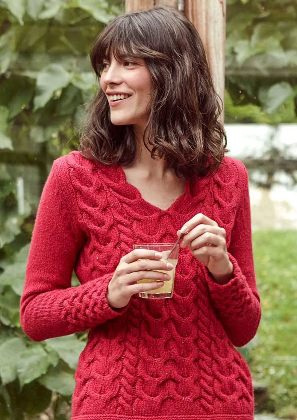 IrelandsEye Women's V Neck Aran Sweater | Bramble Berry