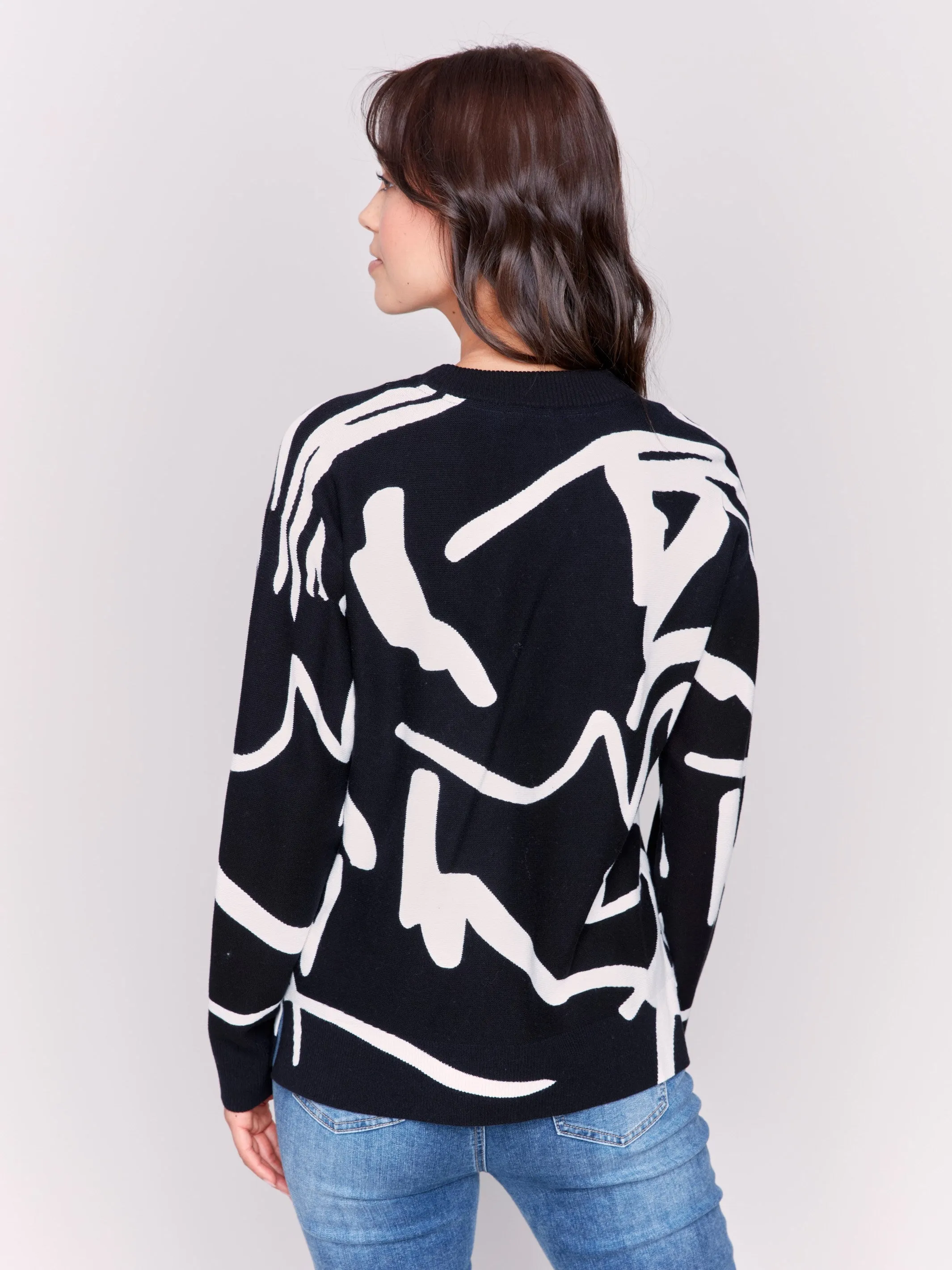 Jacquard Ottoman Cotton Sweater - Pepper