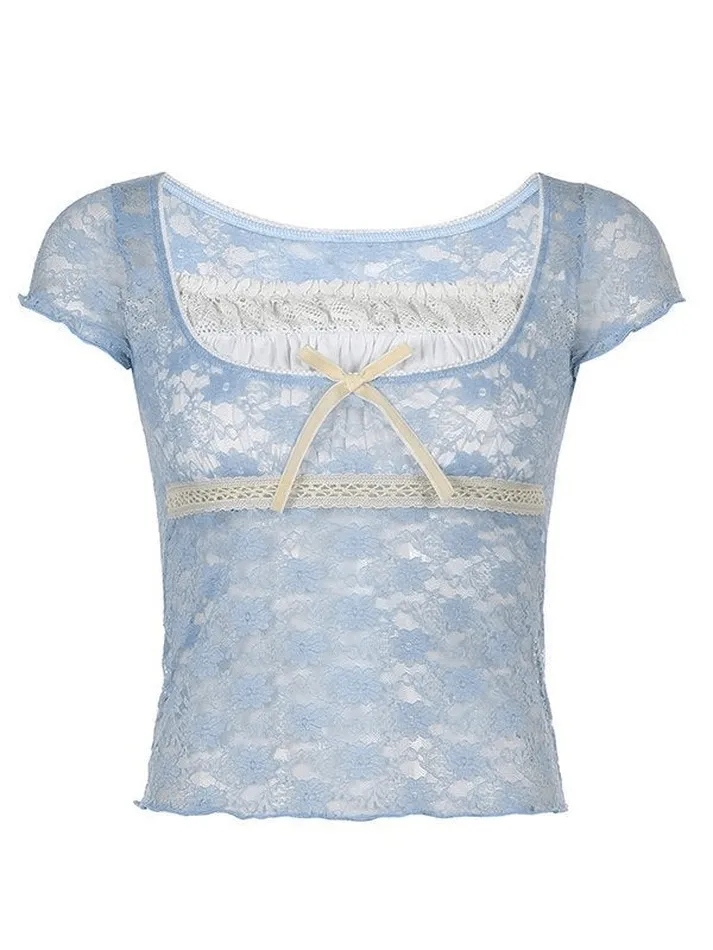 Lace Patchwork Crop Blouse