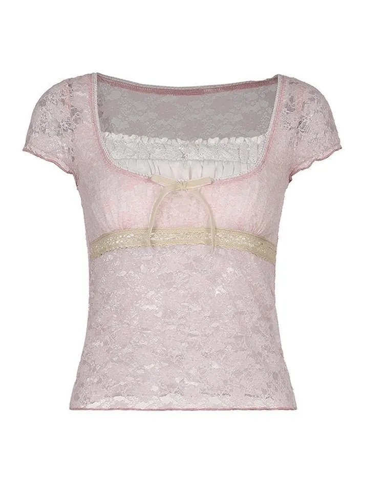 Lace Patchwork Crop Blouse