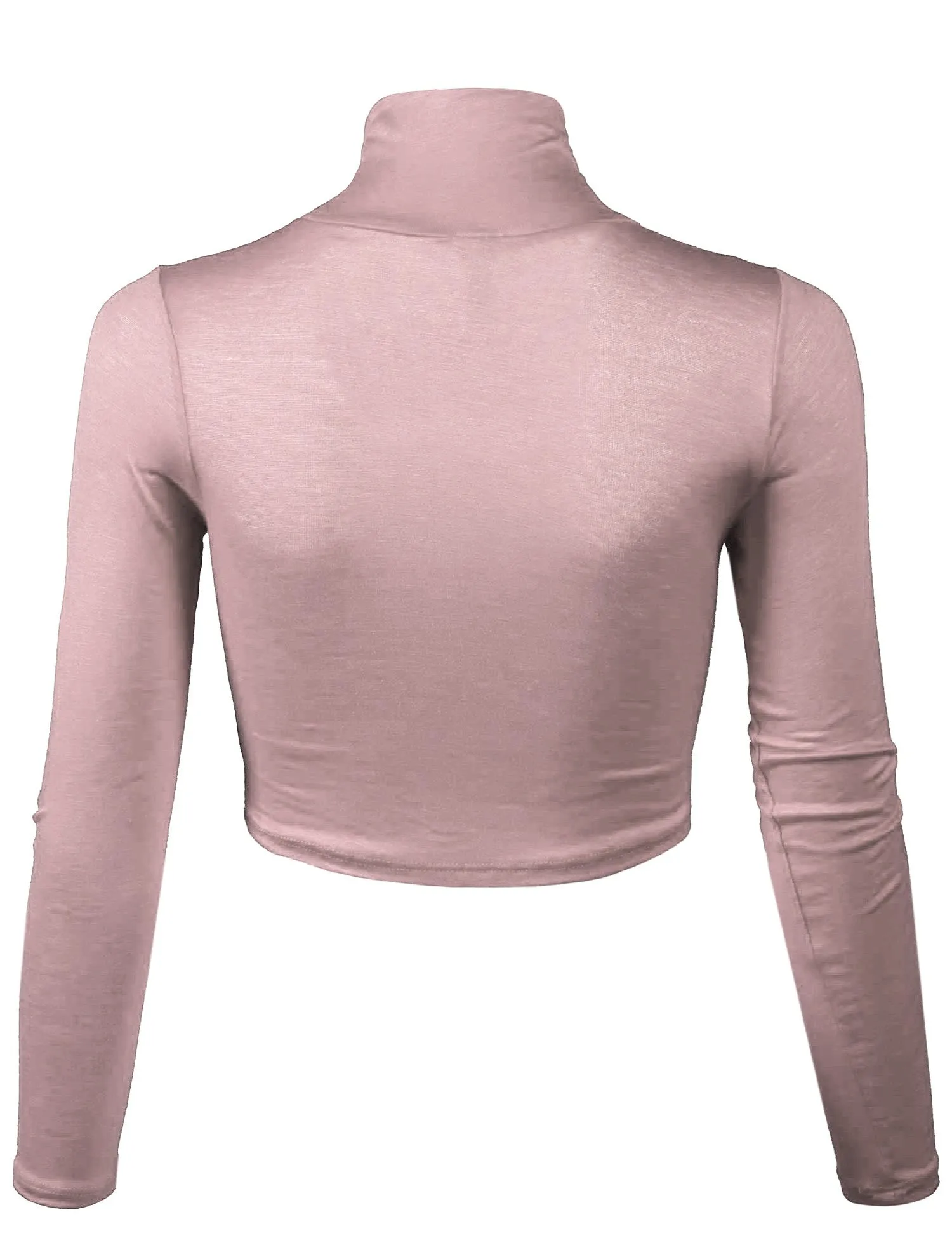 Lightweight Fitted Long Sleeve Turtleneck Crop Top with Stretch