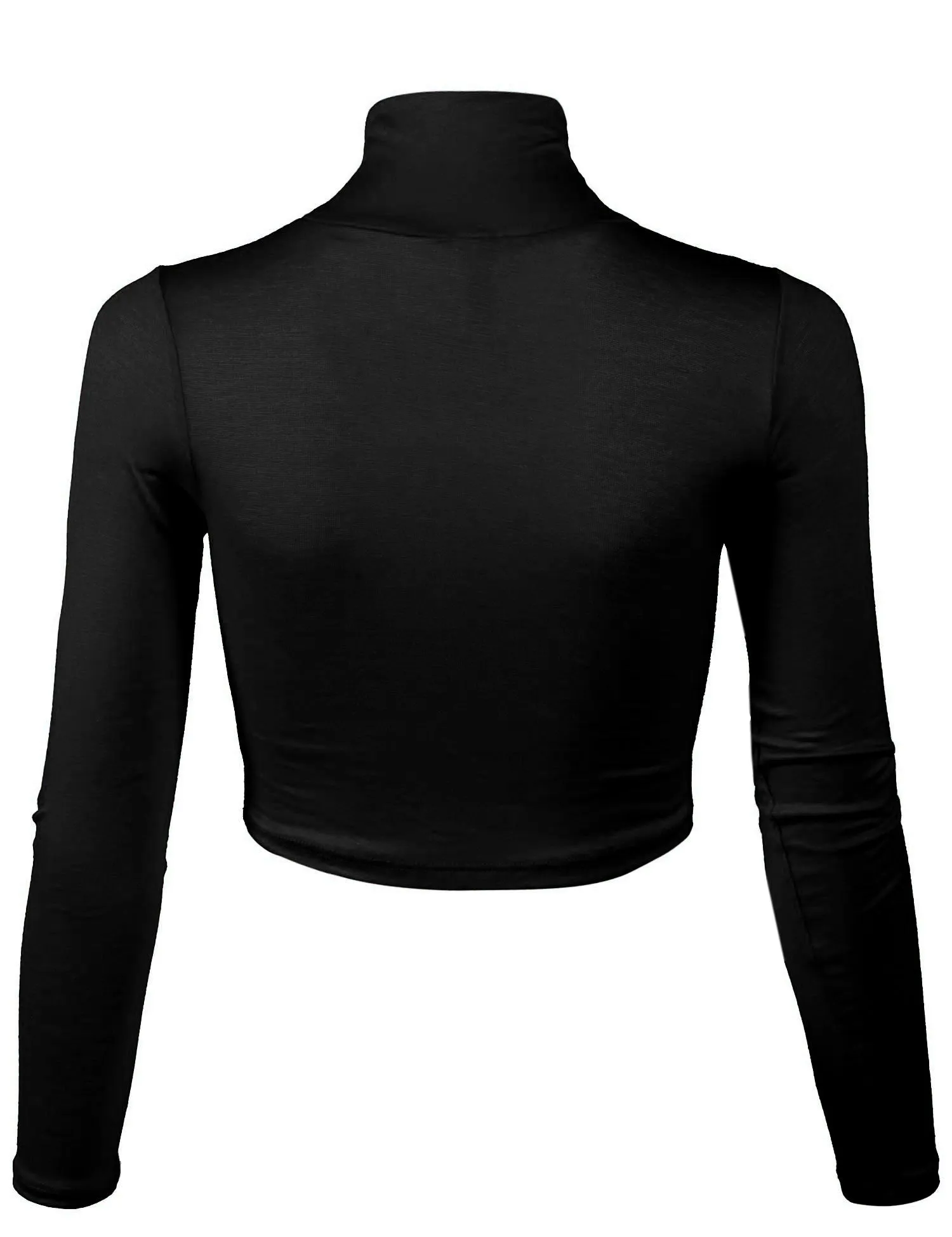 Lightweight Fitted Long Sleeve Turtleneck Crop Top with Stretch