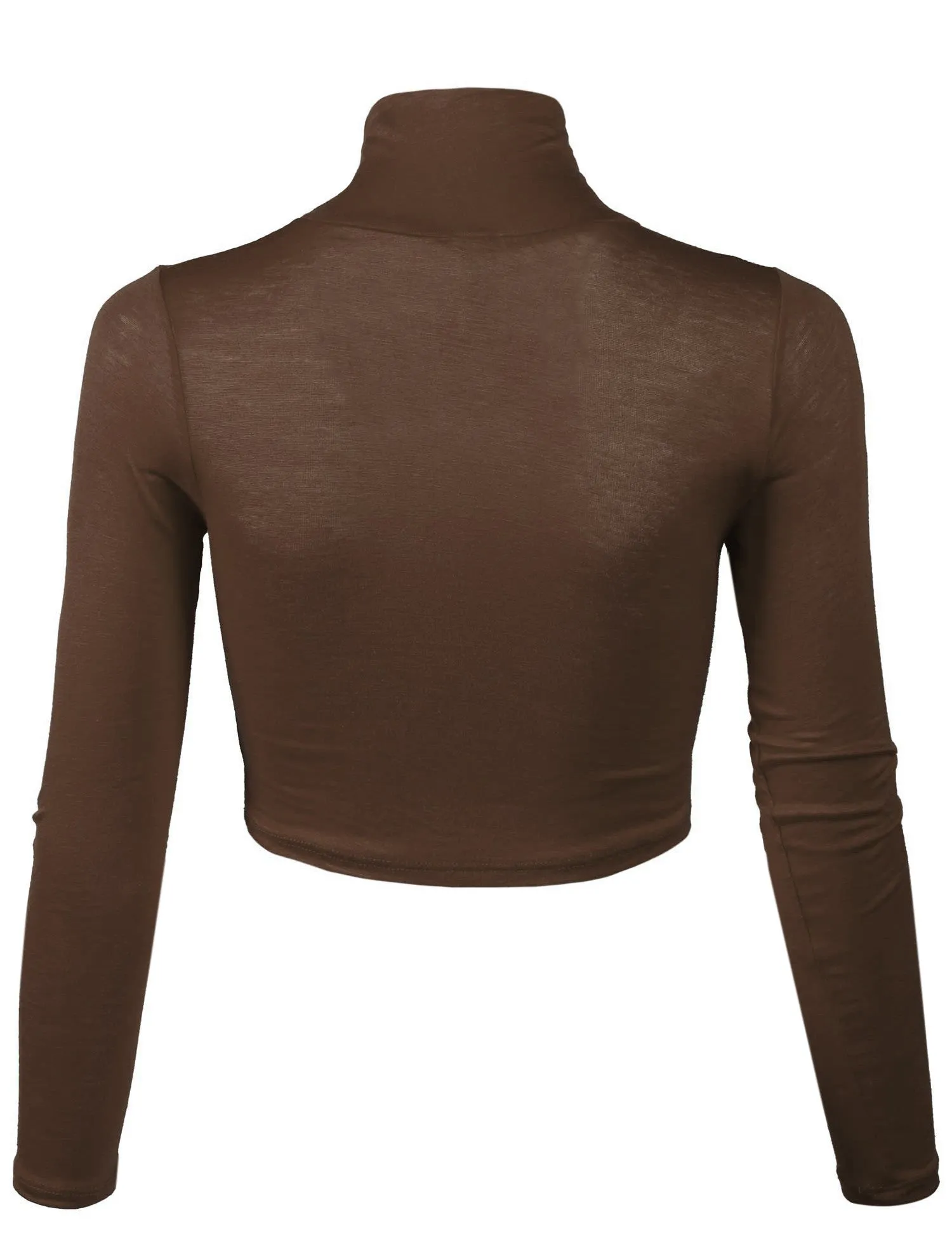 Lightweight Fitted Long Sleeve Turtleneck Crop Top with Stretch