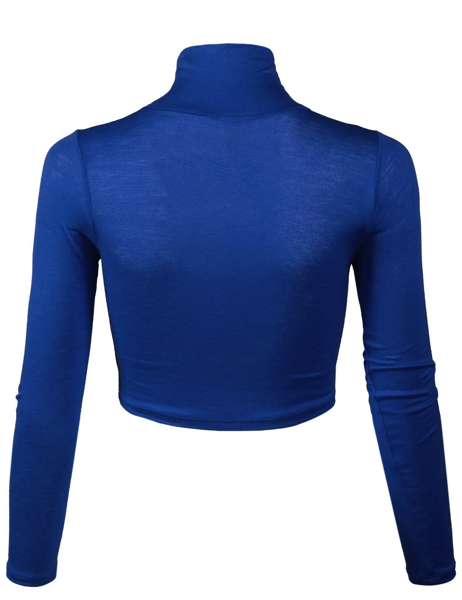 Lightweight Fitted Long Sleeve Turtleneck Crop Top with Stretch