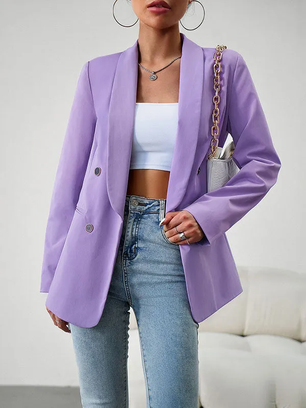 Long Sleeves Loose Split-Joint Lapel Blazer Outerwear