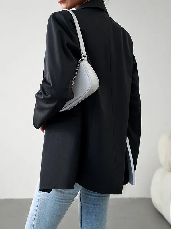 Long Sleeves Loose Split-Joint Lapel Blazer Outerwear