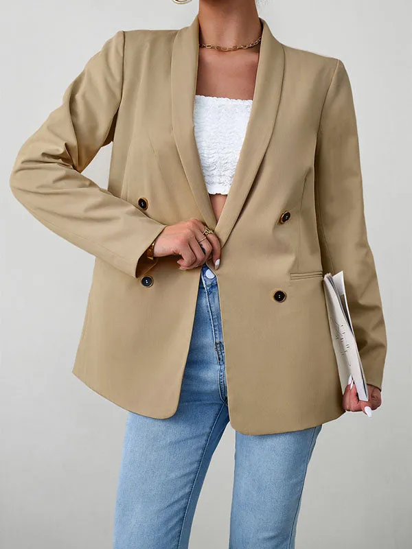 Long Sleeves Loose Split-Joint Lapel Blazer Outerwear