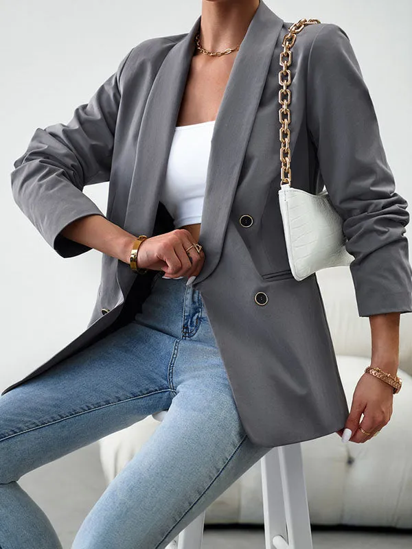 Long Sleeves Loose Split-Joint Lapel Blazer Outerwear