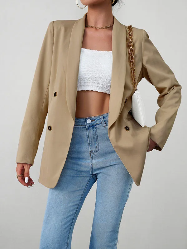 Long Sleeves Loose Split-Joint Lapel Blazer Outerwear