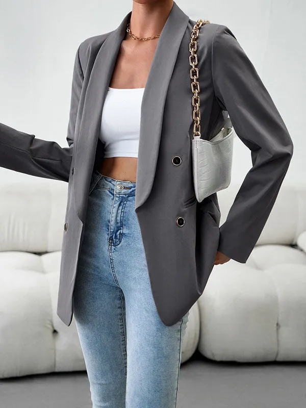 Long Sleeves Loose Split-Joint Lapel Blazer Outerwear