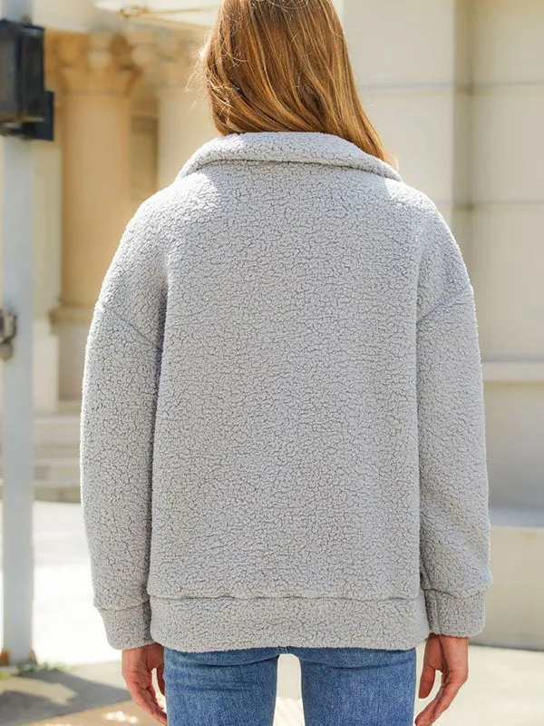 Long Sleeves Loose Split-Joint Velvet Lapel Outerwear