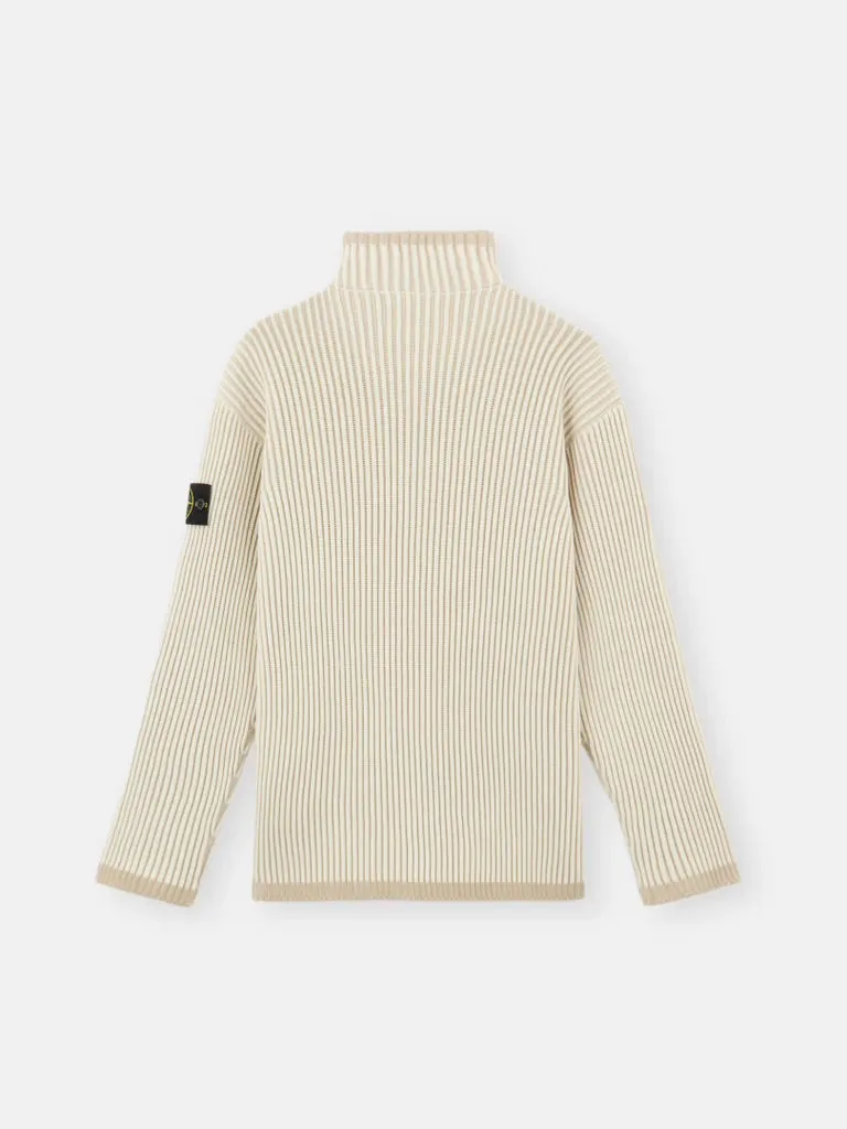 Loose Fit Half Zip Sweater - Natural White