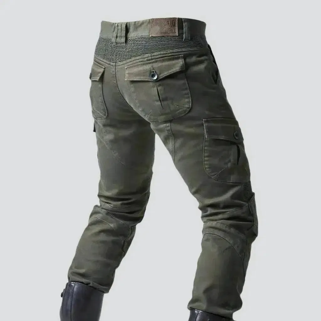 Mid-waist cargo men's biker jeans