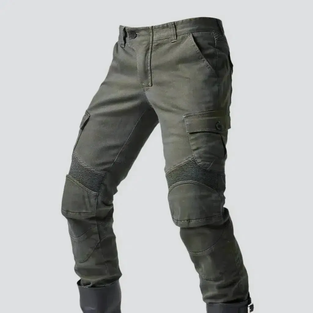 Mid-waist cargo men's biker jeans