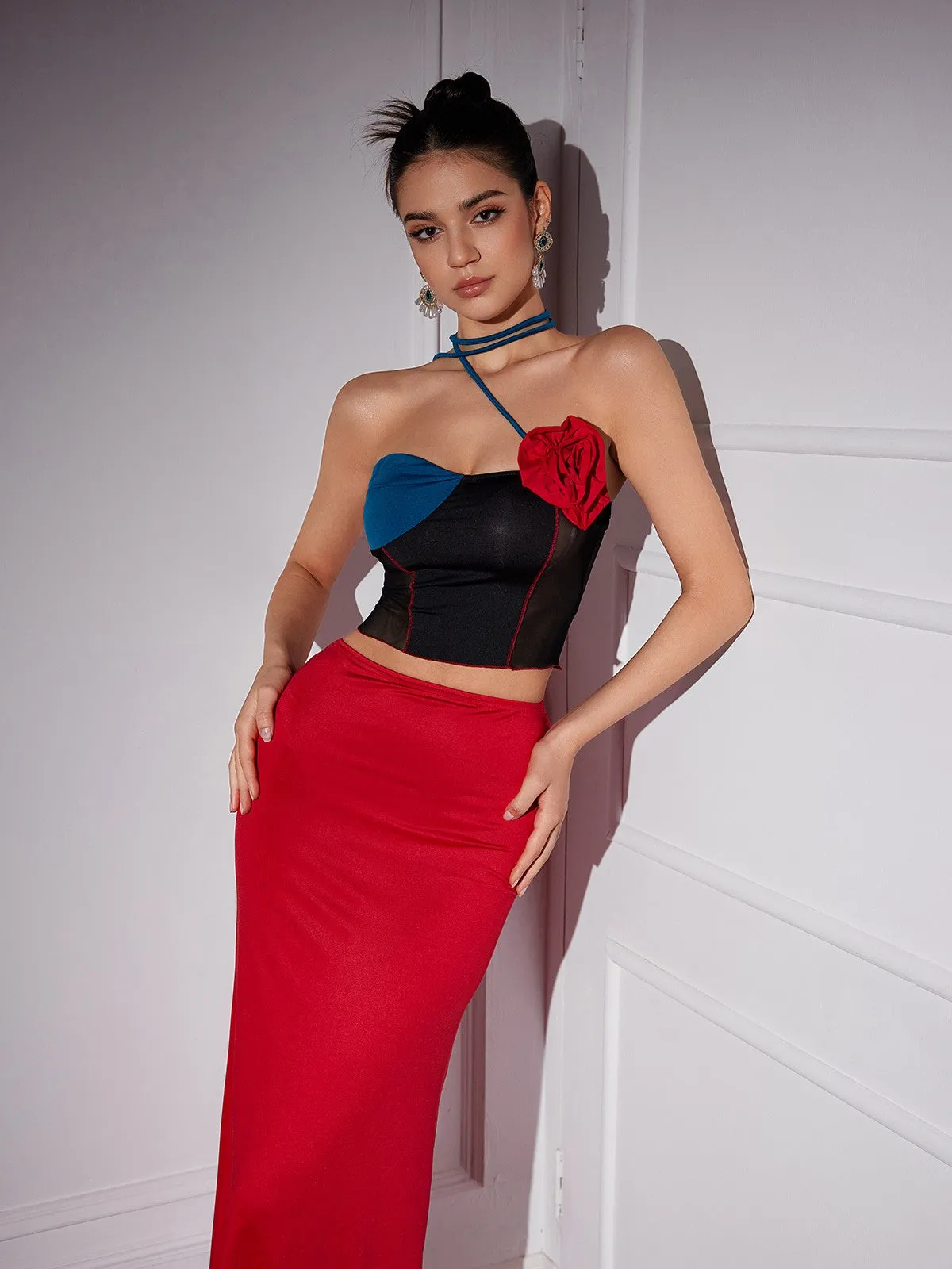 Parama Flower Mesh Skirt Set