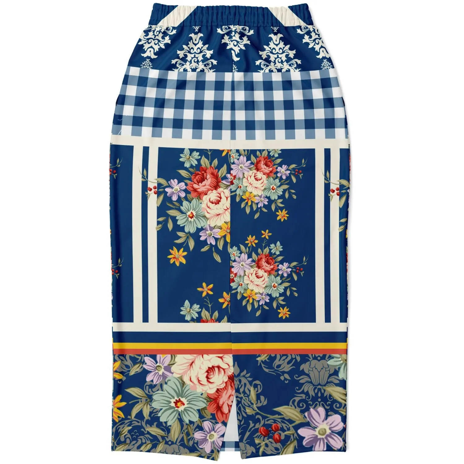 Porcelain Fleur Floral Print Eco-Poly Long Pocket Skirt