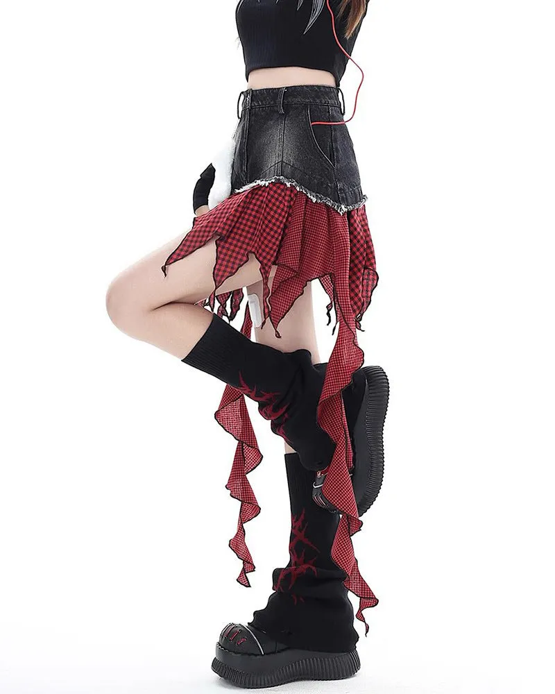 Punk Rock Layered Patchwork Skirt