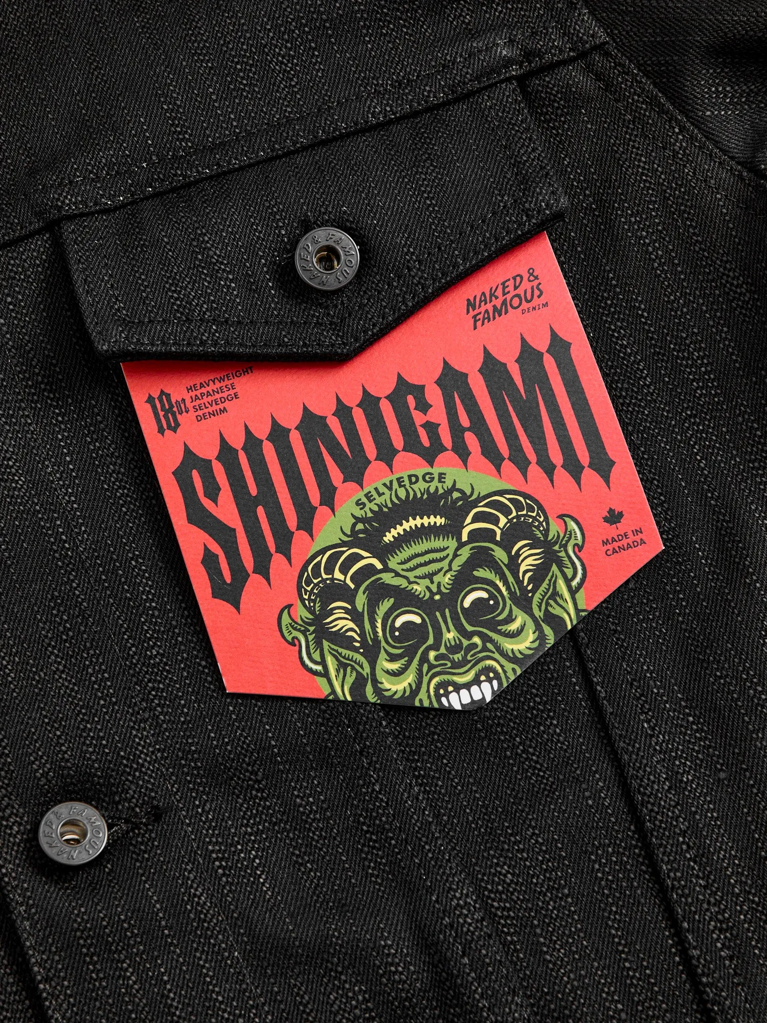 "Shinigami" 18oz Slub Selvedge Black Denim Jacket