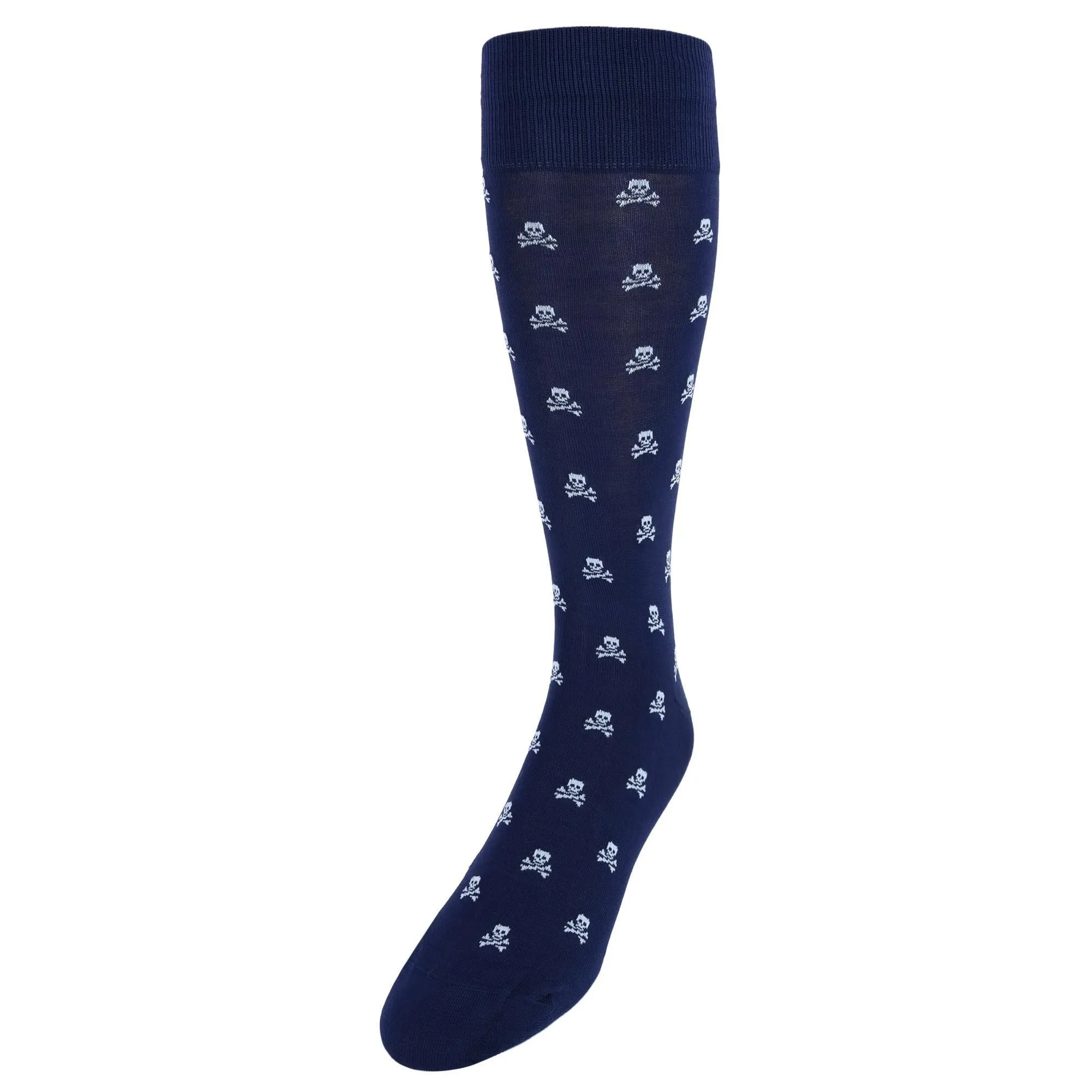 Rodger Skull and Cross Bones Mercerized Cotton Mid-Calf Socks