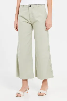 Senior Girls Green Wide leg Jeans