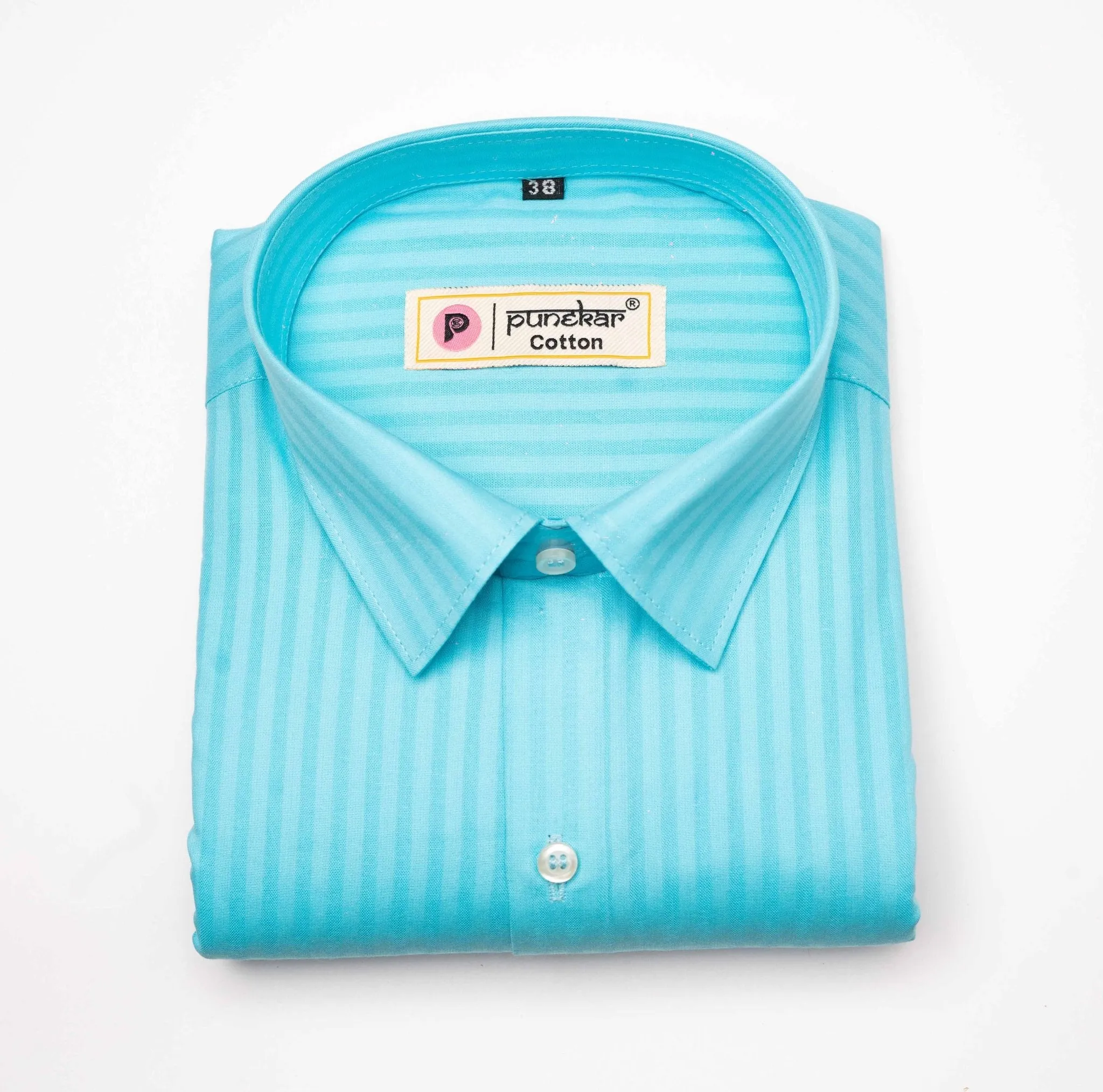 Sky Blue Color vertical Cotton stripe Shirt For Men