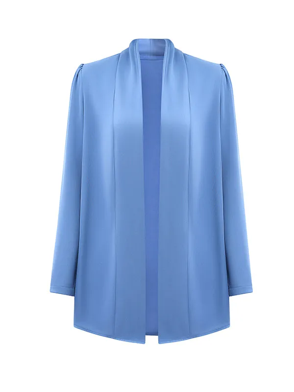 Solid Color Long Sleeves Loose Collarless Outerwear