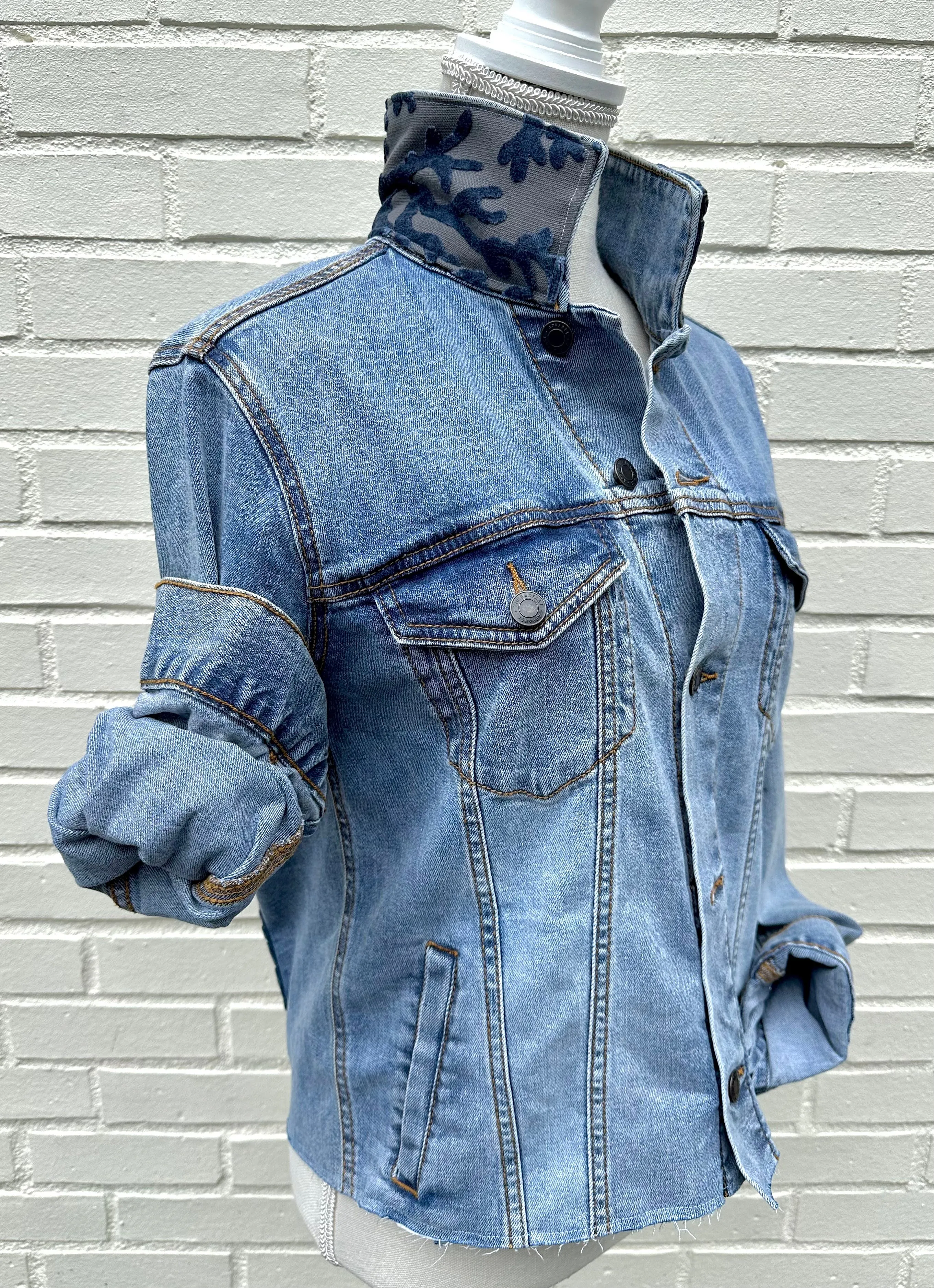 Stevie Denim Jacket - Denim w Blue Velvet (ST03)