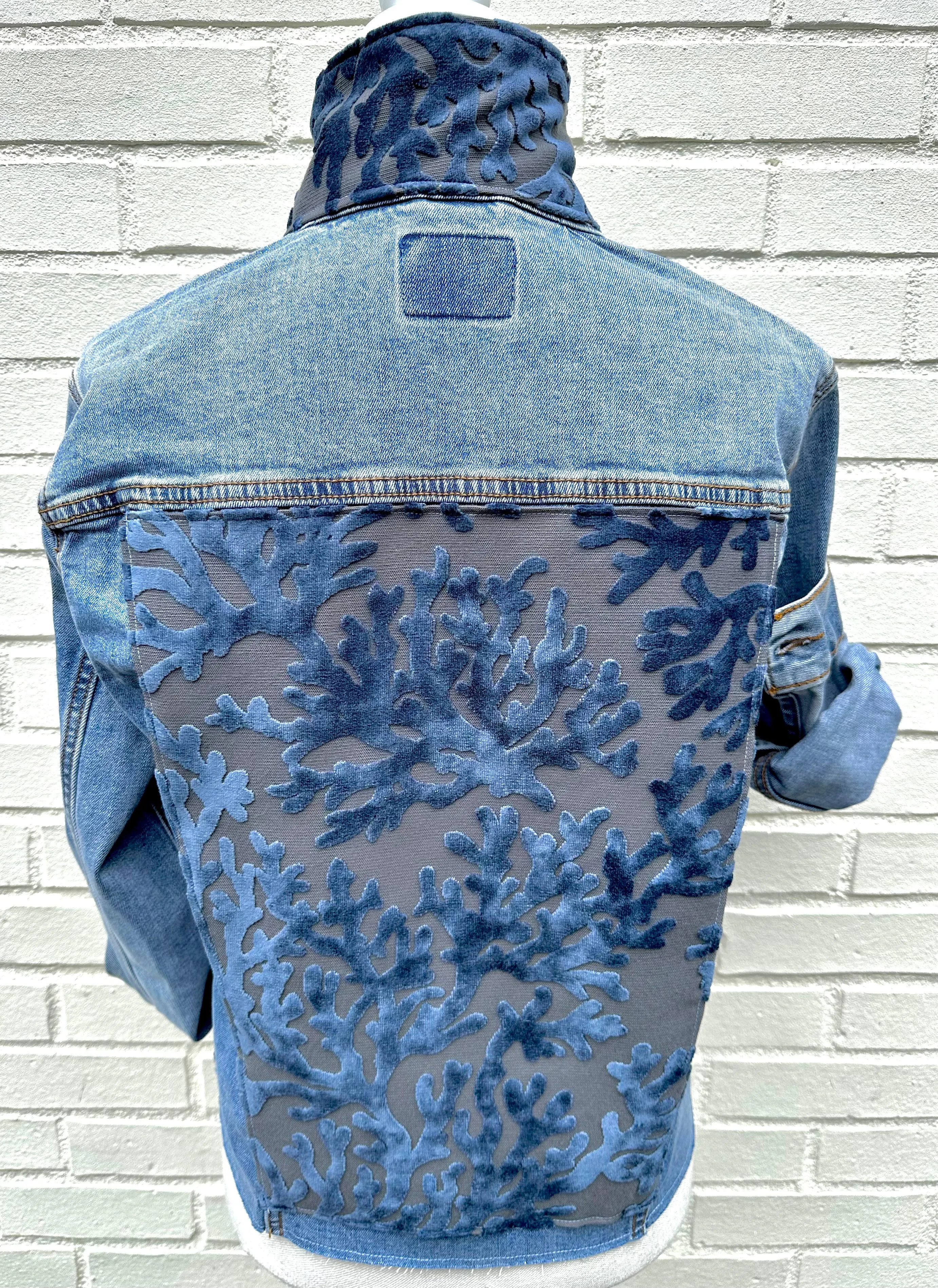 Stevie Denim Jacket - Denim w Blue Velvet (ST03)