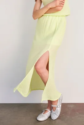 Sundry Long Skirt with Slit in Lime