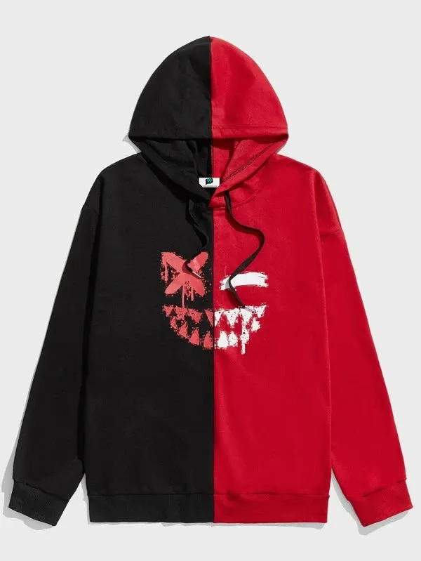 SXV  'BLIND SMILEY BNR’ Printed Cool Aesthetic Sweatshirt Hoodie