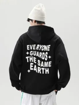 SXV  'EVERYONE GUARDS THE SAME EARTH’ Printed Cool Aesthetic Sweatshirt Hoodie