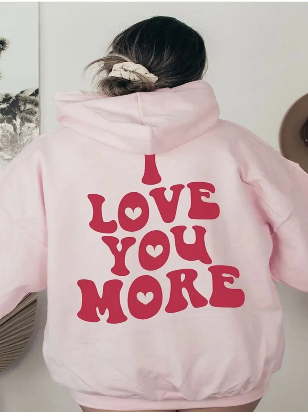 SXV  'I love u more’ Printed Cool Aesthetic Sweatshirt Hoodie