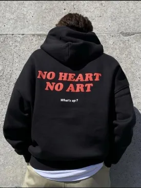 SXV  'No heart no art’ Printed Cool Aesthetic Sweatshirt Hoodie