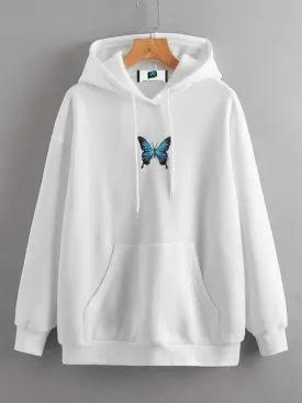 SXV  'SMALL BLUE BUTTERFLY’ Printed Cool Aesthetic Sweatshirt Hoodie