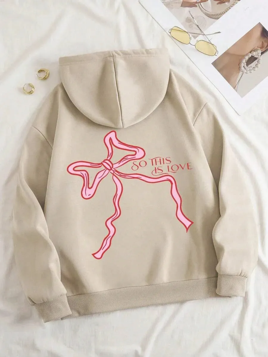 SXV  'so this is love bow’ Printed Cool Aesthetic Sweatshirt Hoodie