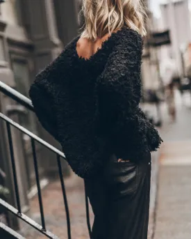 The Black Sherpa Cropped Knitted Sweater