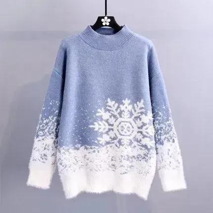 Ugly Christmas Knitted Women's Snowflake Sweater Top