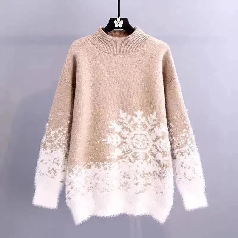 Ugly Christmas Knitted Women's Snowflake Sweater Top