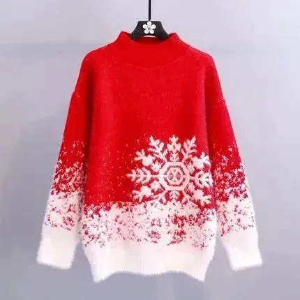 Ugly Christmas Knitted Women's Snowflake Sweater Top