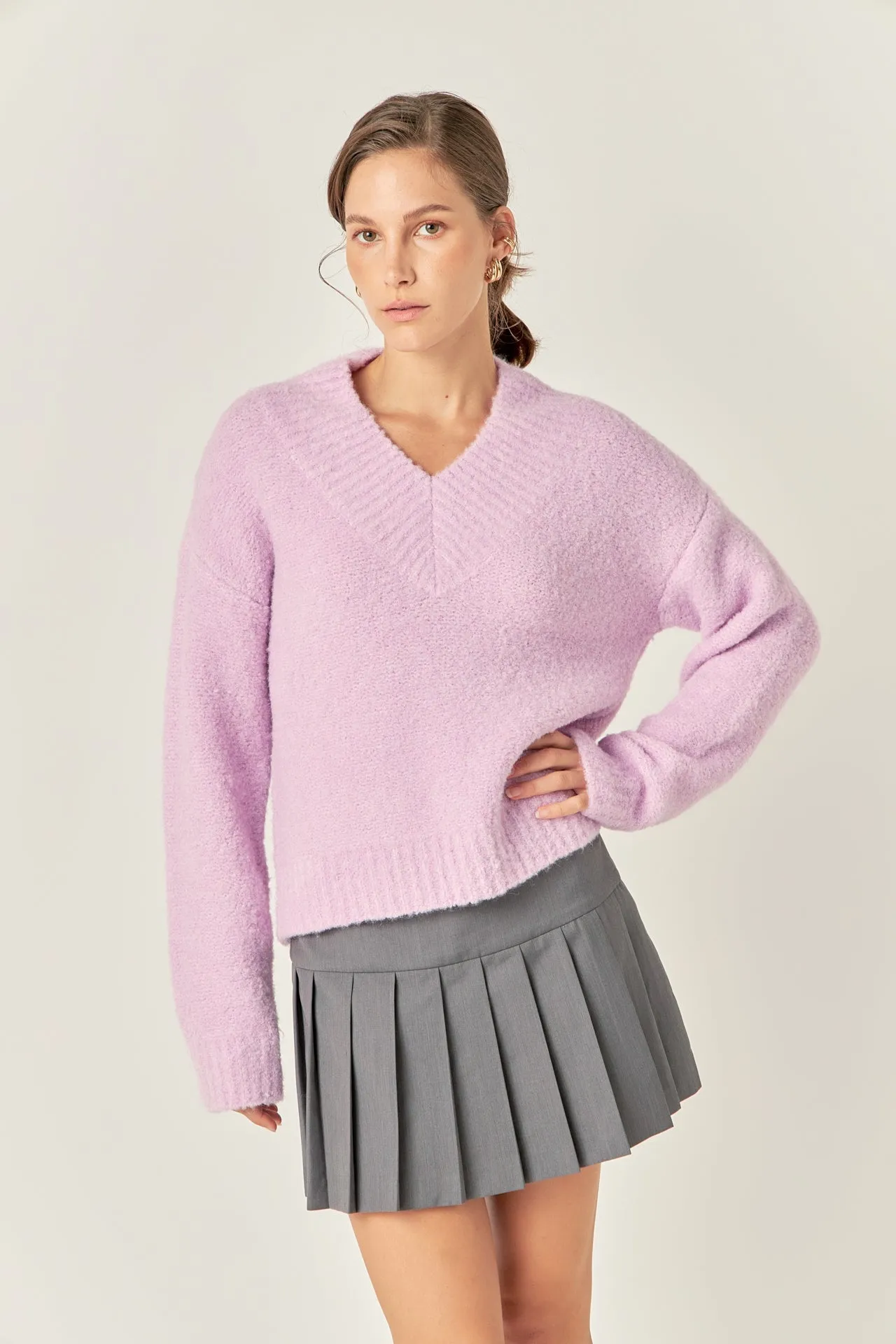 V Neck Knit Top