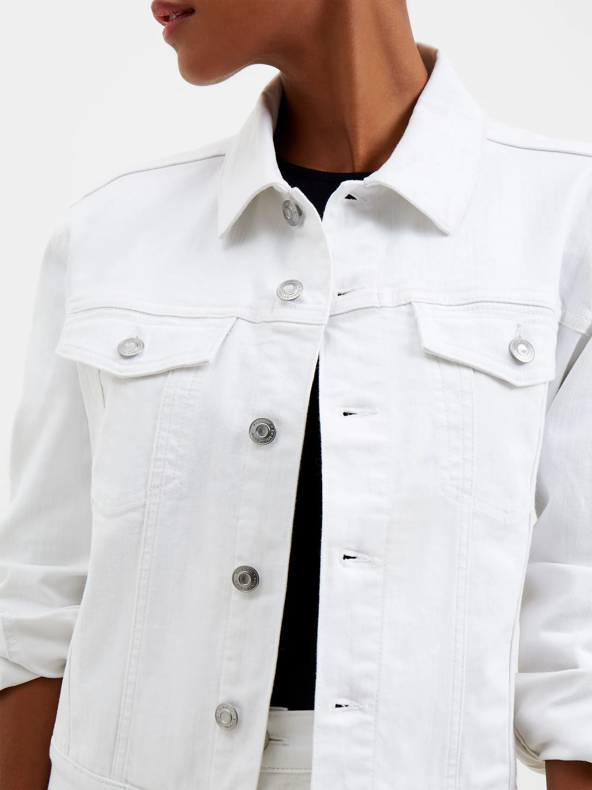 White Denim Stretch Trucker Jacket