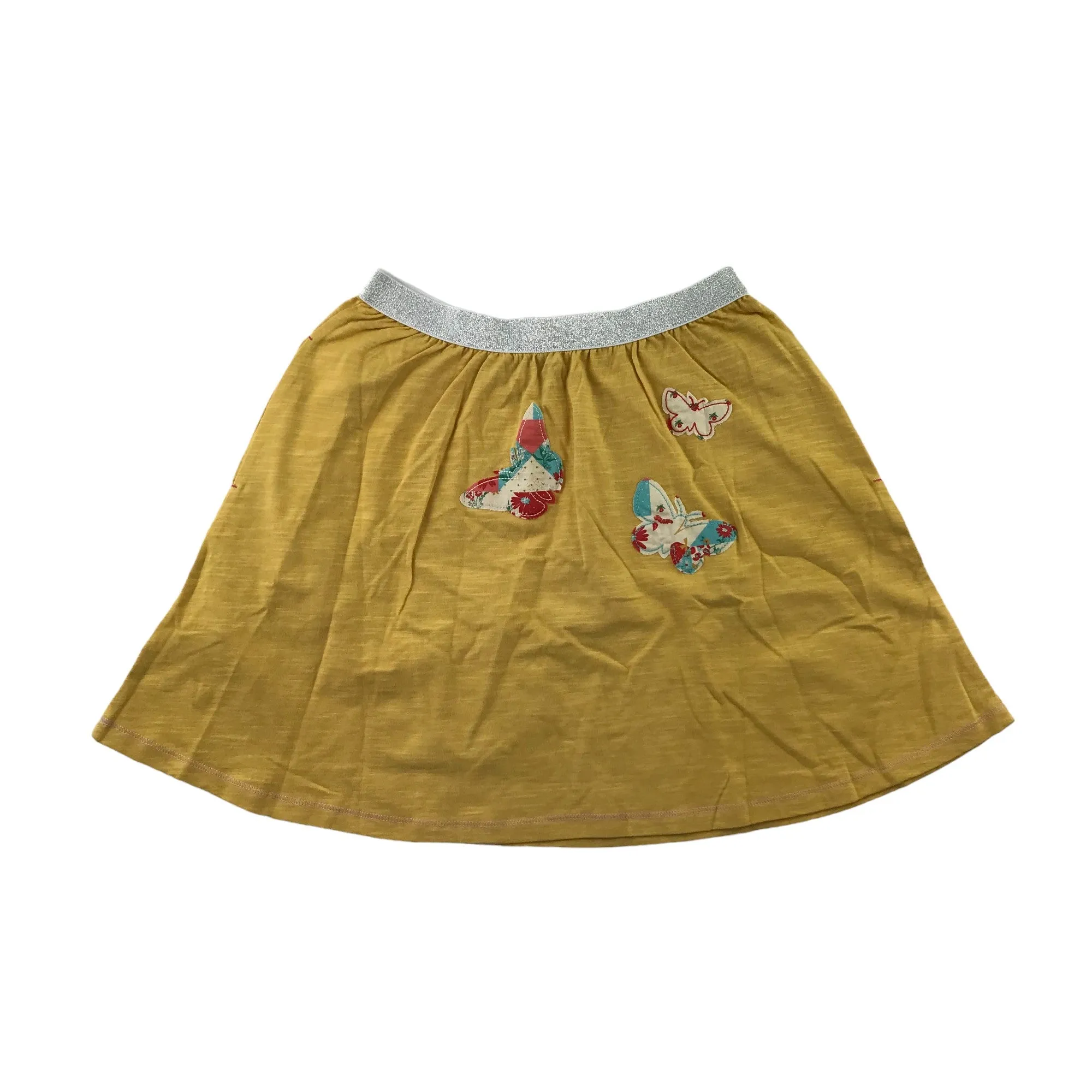 White Stuff skirt 9-10 years mustard yellow patchwork butterflies cotton