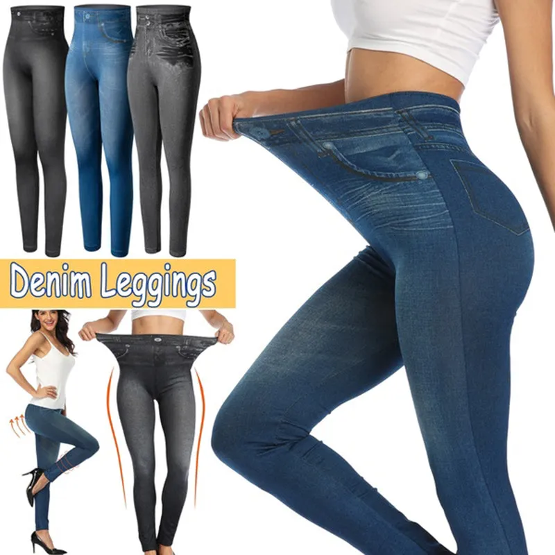 Wjczt Push Up Seamless High Waist Warm Jeans Leggings Women Autumn and Winter Elastic Jeggings Denim Pants Leggins Mujer Dropship