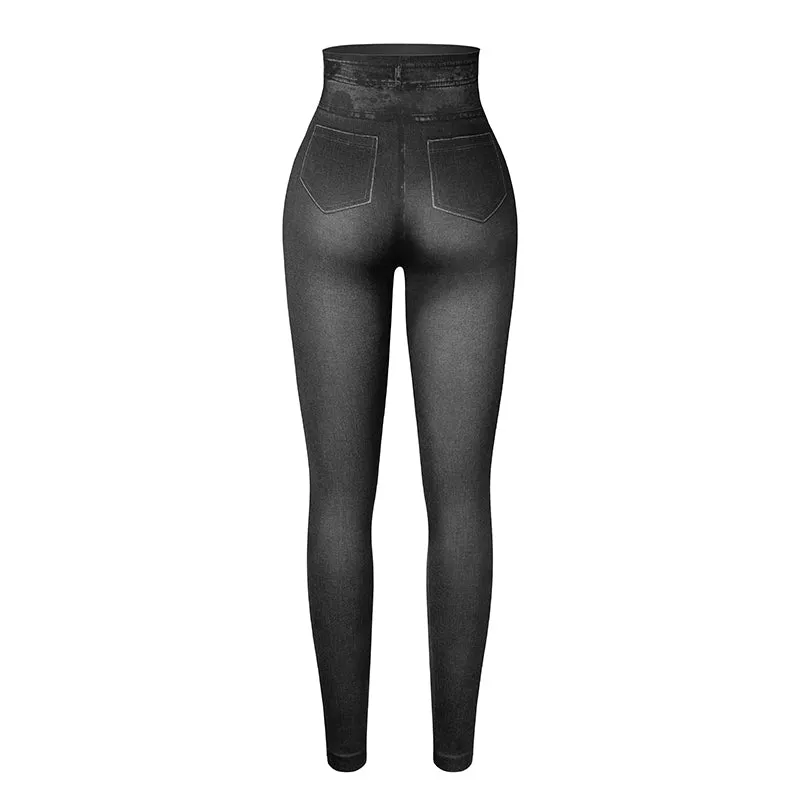 Wjczt Push Up Seamless High Waist Warm Jeans Leggings Women Autumn and Winter Elastic Jeggings Denim Pants Leggins Mujer Dropship