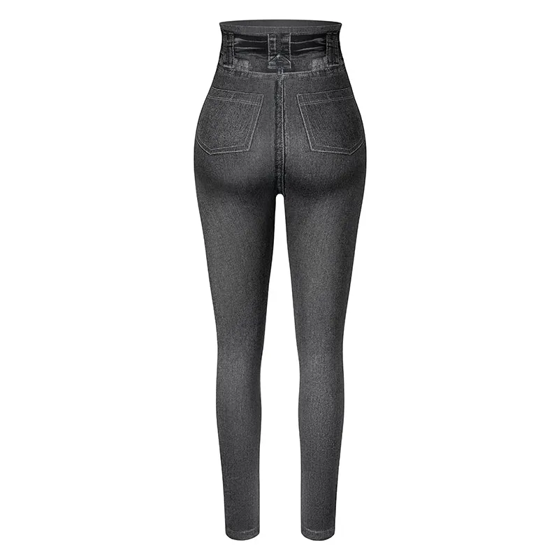 Wjczt Push Up Seamless High Waist Warm Jeans Leggings Women Autumn and Winter Elastic Jeggings Denim Pants Leggins Mujer Dropship