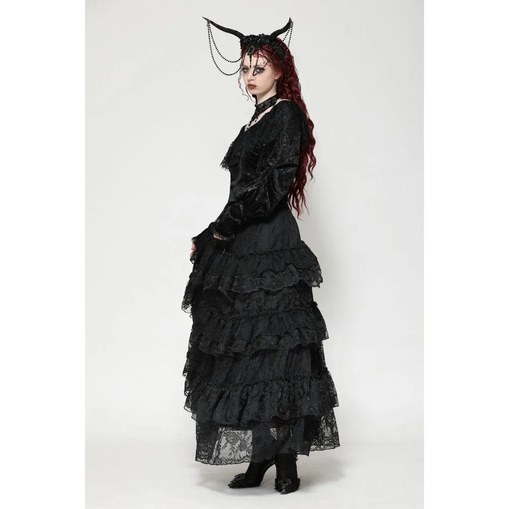 Women's Gothic Lace Velvet Long Sleeved Shirt