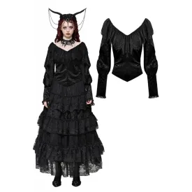 Women's Gothic Lace Velvet Long Sleeved Shirt